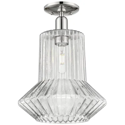 Innovations Lighting Arcadia Springwater 12"w Polished Nickel Semi-flush W/ Fluted Shade