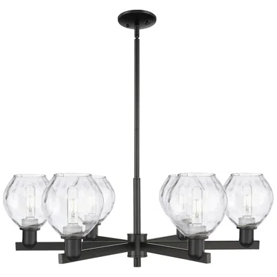 Innovations Lighting Arcadia Waverly 36"w 6 Light Black Stem Hung Chandelier W/ Clear Shade