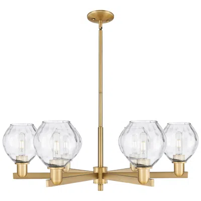 Innovations Lighting Arcadia Waverly 36"w 6-lt Brushed Brass Stem Chandelier W/ Clear Shade In Gold