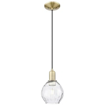 Innovations Lighting Arcadia Waverly 6"w Brass Cord Hung Mini Pendant With Clear Shade
