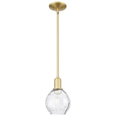 Innovations Lighting Arcadia Waverly 6"w Satin Gold Stem Hung Mini Pendant With Clear Shade