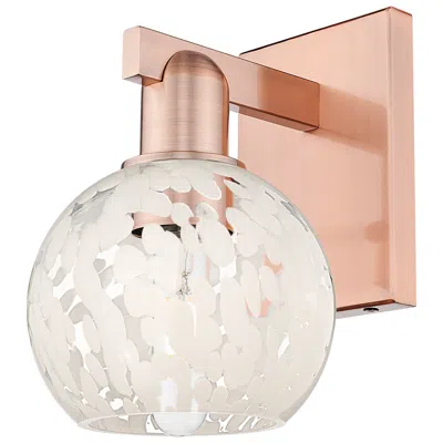 Innovations Lighting Arcadia White Mouchette 10" High Antique Copper Sconce With