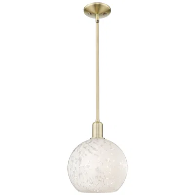 Innovations Lighting Arcadia White Mouchette 10" Wide Antique Brass Stem Hung Mini Pendant