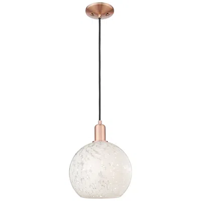 Innovations Lighting Arcadia White Mouchette 10" Wide Antique Copper Cord Hung Mini Pendant