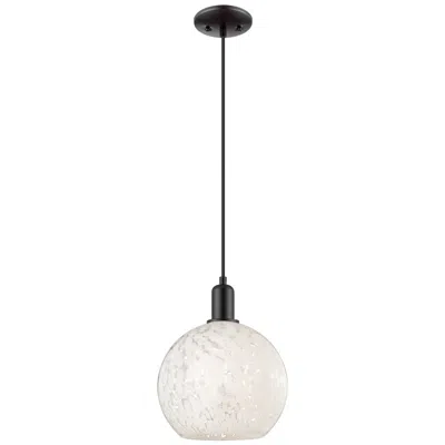Innovations Lighting Arcadia White Mouchette 10" Wide Matte Black Cord Hung Mini Pendant