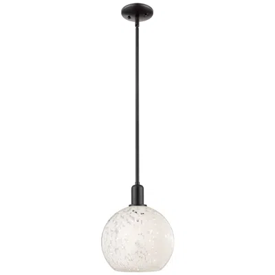 Innovations Lighting Arcadia White Mouchette 10" Wide Matte Black Stem Hung Mini Pendant In Multi