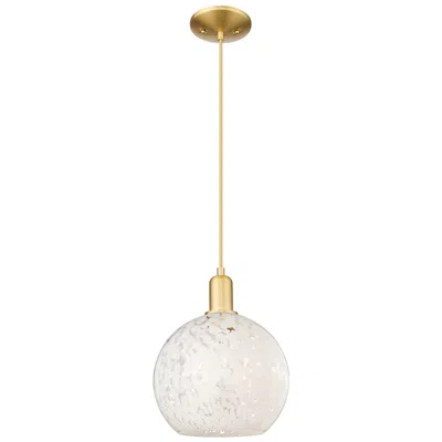 Innovations Lighting Arcadia White Mouchette 10" Wide Satin Gold Cord Hung Mini Pendant