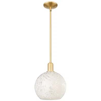 Innovations Lighting Arcadia White Mouchette 10" Wide Satin Gold Stem Hung Mini Pendant