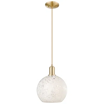 Innovations Lighting Arcadia White Mouchette 10"w Champagne Bronze Cord Hung Mini Pendant