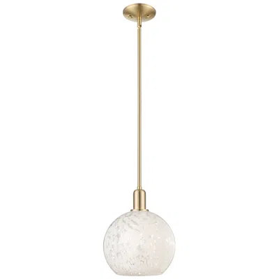 Innovations Lighting Arcadia White Mouchette 10"w Champagne Bronze Stem Hung Mini Pendant