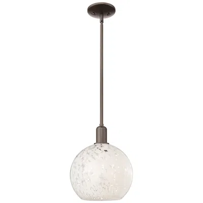 Innovations Lighting Arcadia White Mouchette 10"w Oil Rubbed Bronze Stem Hung Mini Pendant