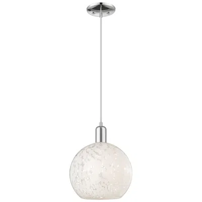 Innovations Lighting Arcadia White Mouchette 10"w Polished Chrome Cord Hung Mini Pendant In Silver