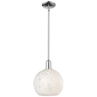 Innovations Lighting Arcadia White Mouchette 10"w Polished Chrome Stem Hung Mini Pendant