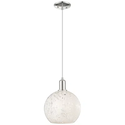 Innovations Lighting Arcadia White Mouchette 10"w Polished Nickel Cord Hung Mini Pendant