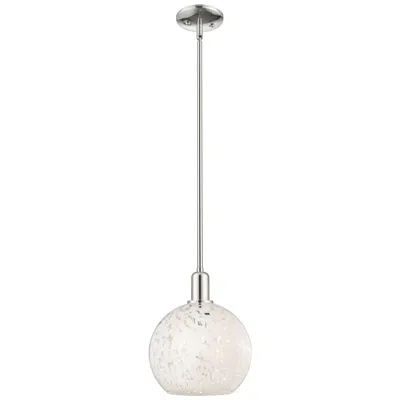 Innovations Lighting Arcadia White Mouchette 10"w Polished Nickel Stem Hung Mini Pendant