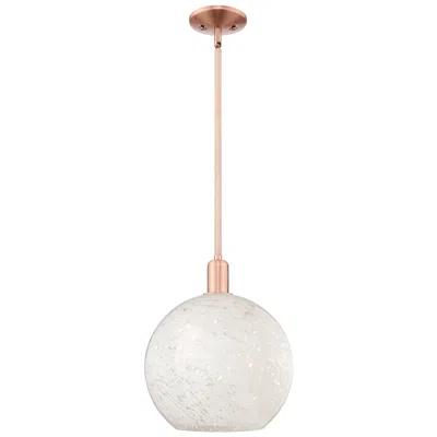 Innovations Lighting Arcadia White Mouchette 12" Wide Antique Copper Stem Hung Mini Pendant