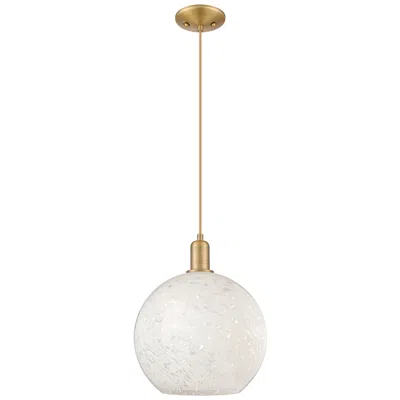Innovations Lighting Arcadia White Mouchette 12" Wide Brushed Brass Cord Hung Mini Pendant