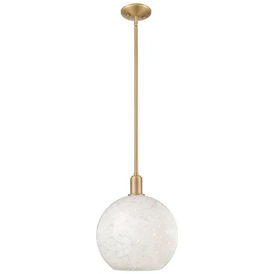 Innovations Lighting Arcadia White Mouchette 12" Wide Brushed Brass Stem Hung Mini Pendant In Gold