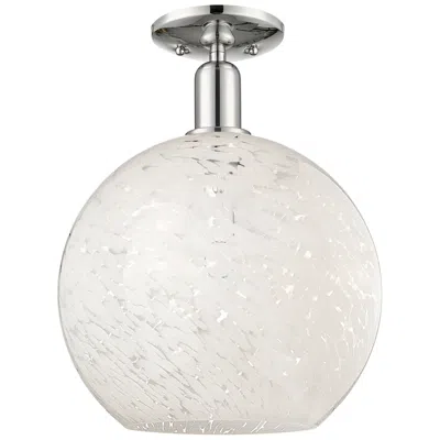 Innovations Lighting Arcadia White Mouchette 12" Wide Polished Nickel Semi.flush Mount