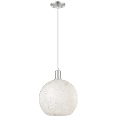 Innovations Lighting Arcadia White Mouchette 12"w Brushed Nickel Cord Hung Mini Pendant
