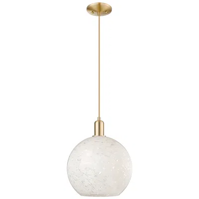 Innovations Lighting Arcadia White Mouchette 12"w Champagne Bronze Cord Hung Mini Pendant