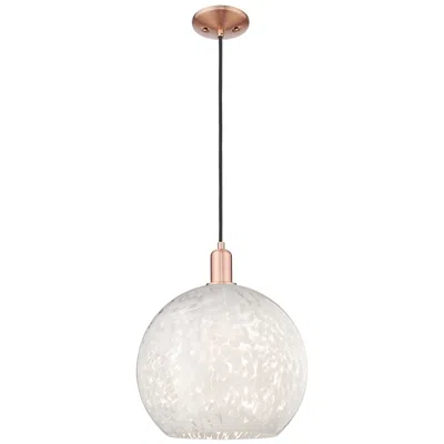 Innovations Lighting Arcadia White Mouchette 14" Wide Antique Copper Cord Hung Mini Pendant