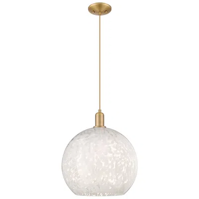 Innovations Lighting Arcadia White Mouchette 14" Wide Brushed Brass Cord Hung Mini Pendant