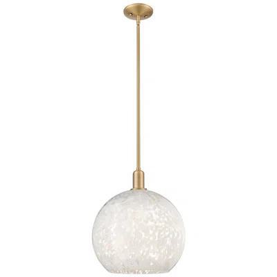 Innovations Lighting Arcadia White Mouchette 14" Wide Brushed Brass Stem Hung Mini Pendant In Multi
