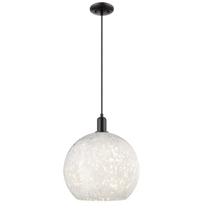 Innovations Lighting Arcadia White Mouchette 14" Wide Matte Black Cord Hung Mini Pendant