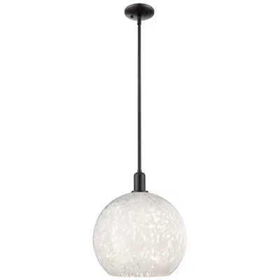 Innovations Lighting Arcadia White Mouchette 14" Wide Matte Black Stem Hung Mini Pendant
