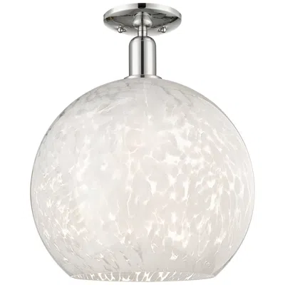 Innovations Lighting Arcadia White Mouchette 14" Wide Polished Nickel Semi.flush Mount