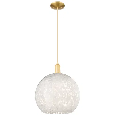Innovations Lighting Arcadia White Mouchette 14" Wide Satin Gold Cord Hung Mini Pendant