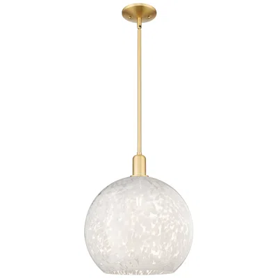 Innovations Lighting Arcadia White Mouchette 14" Wide Satin Gold Stem Hung Mini Pendant