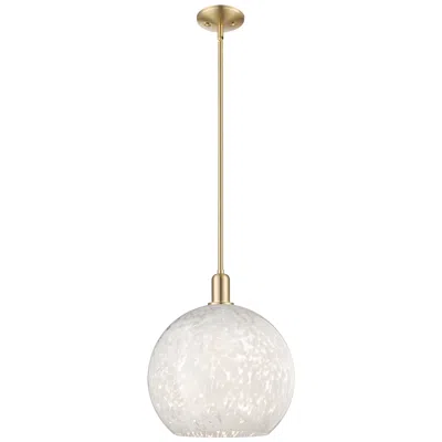Innovations Lighting Arcadia White Mouchette 14"w Champagne Bronze Stem Hung Mini Pendant
