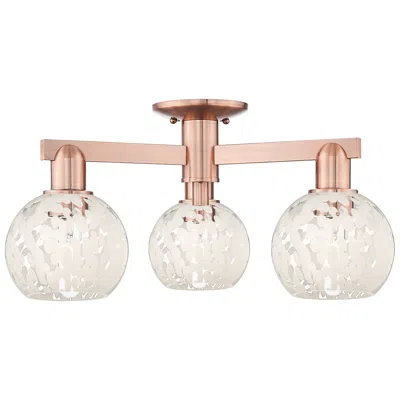 Innovations Lighting Arcadia White Mouchette 24"w 3 Light Antique Copper Semi.flush Mount