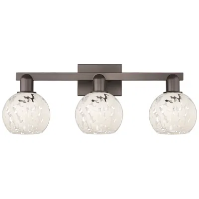 Innovations Lighting Arcadia White Mouchette 25" Wide 3 Light Oil Rubbed Bronze Bath Light In Gray