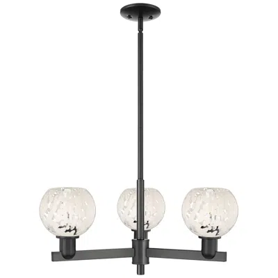 Innovations Lighting Arcadia White Mouchette 28"w 3 Light Matte Black Stem Hung Chandelier