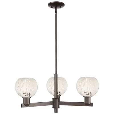 Innovations Lighting Arcadia White Mouchette 28"w 3 Light Oiled Bronze Stem Hung Chandelier