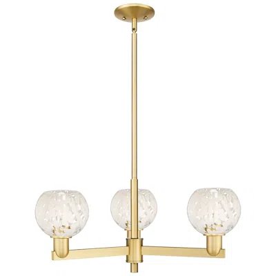 Innovations Lighting Arcadia White Mouchette 28"w 3 Light Satin Gold Stem Hung Chandelier