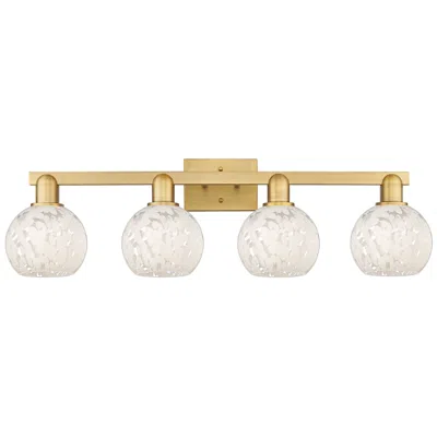 Innovations Lighting Arcadia White Mouchette 33" Wide 4 Light Brushed Brass Vanity Light