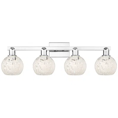 Innovations Lighting Arcadia White Mouchette 33" Wide 4 Light Polished Chrome Vanity Light