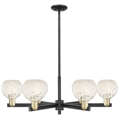 Innovations Lighting Arcadia White Mouchette 36"w 6 Light Black Brass Stem Hung Chandelier