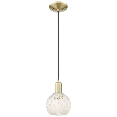 Innovations Lighting Arcadia White Mouchette 6" Wide Antique Brass Cord Hung Mini Pendant