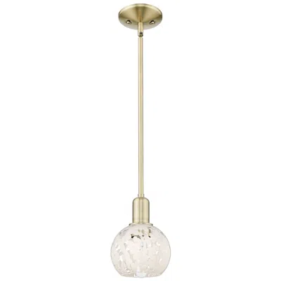 Innovations Lighting Arcadia White Mouchette 6" Wide Antique Brass Stem Hung Mini Pendant In Gold