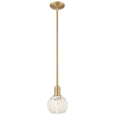 Innovations Lighting Arcadia White Mouchette 6" Wide Brushed Brass Stem Hung Mini Pendant In Multi