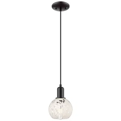 Innovations Lighting Arcadia White Mouchette 6" Wide Matte Black Cord Hung Mini Pendant
