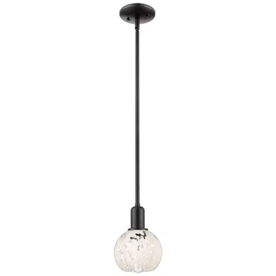 Innovations Lighting Arcadia White Mouchette 6" Wide Matte Black Stem Hung Mini Pendant