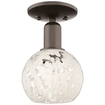 Innovations Lighting Arcadia White Mouchette 6" Wide Oil Rubbed Bronze Semi.flush Mount In Multi