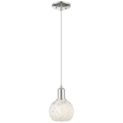 Innovations Lighting Arcadia White Mouchette 6" Wide Polished Nickel Cord Hung Mini Pendant
