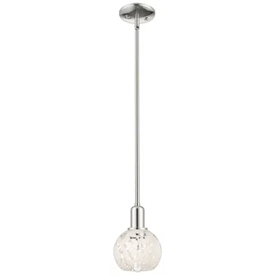 Innovations Lighting Arcadia White Mouchette 6" Wide Polished Nickel Stem Hung Mini Pendant In Silver